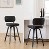 Moravia II Swivel Counter Stool in Black Hron Leather with Leather Backrest