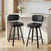 Moravia II Swivel Counter Stool in Black Hron Leather with Leather Backrest