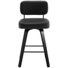 Moravia II Swivel Counter Stool in Black Hron Leather with Leather Backrest