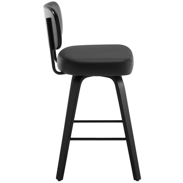Moravia II Swivel Counter Stool in Black Hron Leather with Leather Backrest