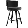 Moravia II Swivel Counter Stool in Black Hron Leather with Leather Backrest