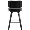 Moravia II Swivel Counter Stool in Black Hron Leather with Leather Backrest