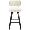 Moravia II Swivel Bar Stool in Cream Hron Leather with Leather Backrest
