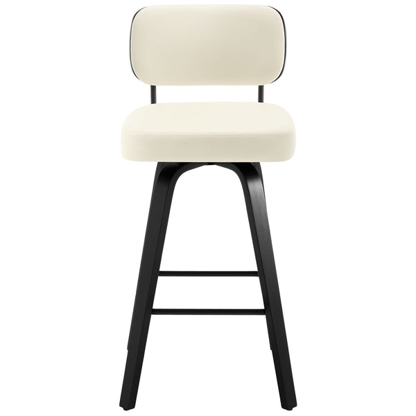 Moravia II Swivel Bar Stool in Cream Hron Leather with Leather Backrest