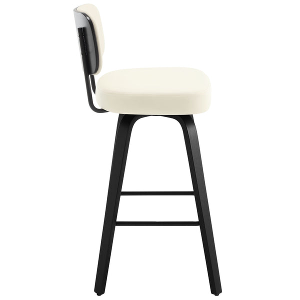 Moravia II Swivel Bar Stool in Cream Hron Leather with Leather Backrest
