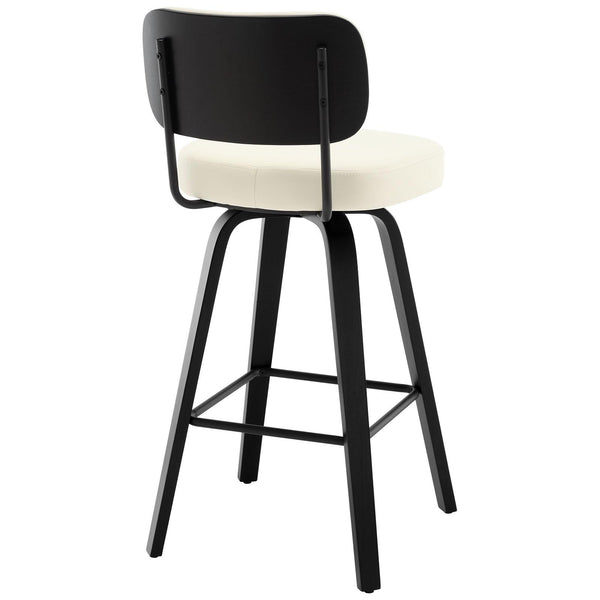 Moravia II Swivel Bar Stool in Cream Hron Leather with Leather Backrest