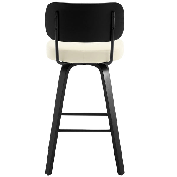 Moravia II Swivel Bar Stool in Cream Hron Leather with Leather Backrest