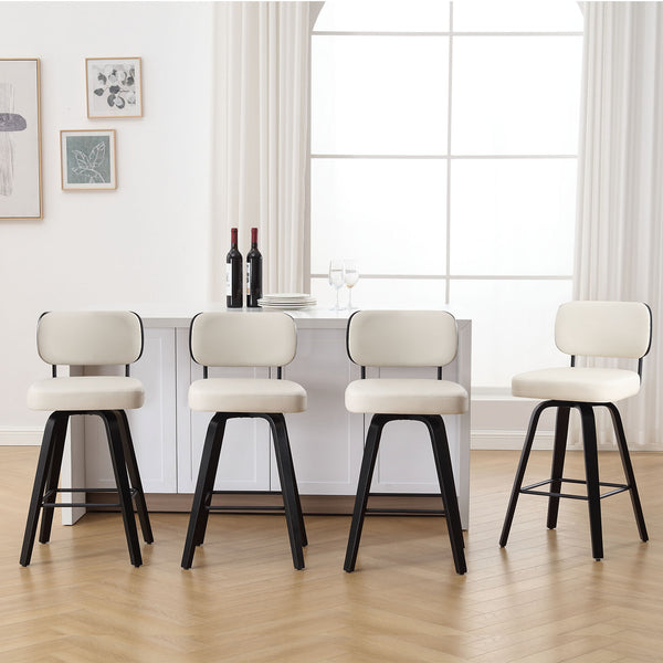 Moravia II Swivel Counter Stool in Cream Hron Leather with Leather Backrest