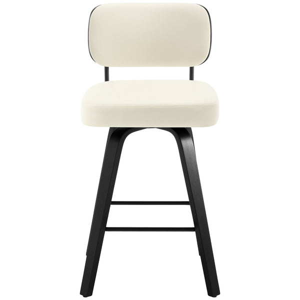 Moravia II Swivel Counter Stool in Cream Hron Leather with Leather Backrest