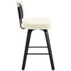 Moravia II Swivel Counter Stool in Cream Hron Leather with Leather Backrest