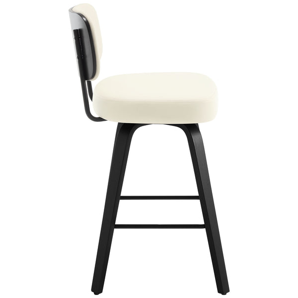 Moravia II Swivel Counter Stool in Cream Hron Leather with Leather Backrest