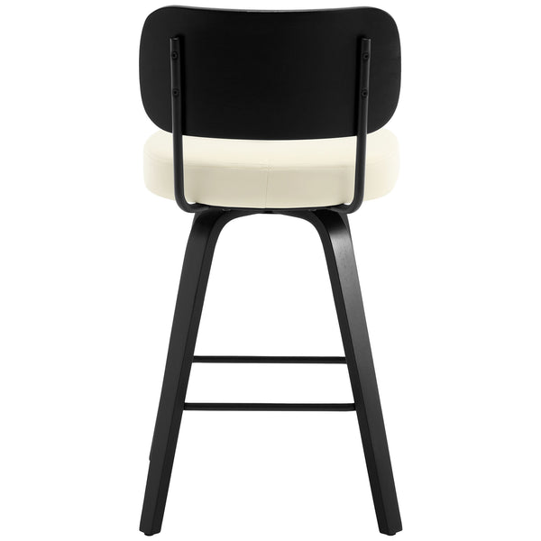 Moravia II Swivel Counter Stool in Cream Hron Leather with Leather Backrest