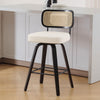 Moravia II Swivel Counter Stool in Cream Hron Leather with Rattan Backrest