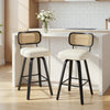 Moravia II Swivel Counter Stool in Cream Hron Leather with Rattan Backrest
