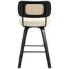Moravia II Swivel Counter Stool in Cream Hron Leather with Rattan Backrest