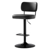 Moravia III Bar Stool in Black Ribol Leather with Leather Backrest, Swivel and Height-adjustable