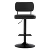 Moravia III Bar Stool in Black Ribol Leather with Leather Backrest, Swivel and Height-adjustable