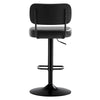 Moravia III Bar Stool in Black Ribol Leather with Leather Backrest, Swivel and Height-adjustable