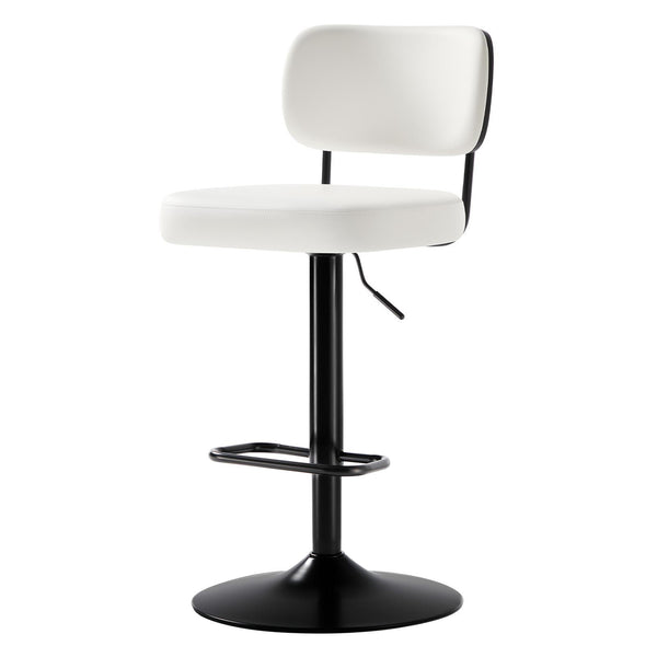 Moravia III Bar Stool in Cream Ribol Leather with Leather Backrest, Swivel and Height-adjustable