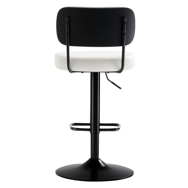 Moravia III Bar Stool in Cream Ribol Leather with Leather Backrest, Swivel and Height-adjustable
