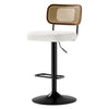 Moravia III Bar Stool in Cream Ribol Leather with Rattan Backrest, Swivel and Height-adjustable