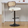 Moravia III Bar Stool in Cream Ribol Leather with Rattan Backrest, Swivel and Height-adjustable