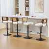 Moravia III Bar Stool in Cream Ribol Leather with Rattan Backrest, Swivel and Height-adjustable