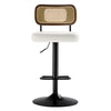 Moravia III Bar Stool in Cream Ribol Leather with Rattan Backrest, Swivel and Height-adjustable