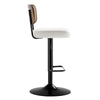 Moravia III Bar Stool in Cream Ribol Leather with Rattan Backrest, Swivel and Height-adjustable