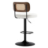 Moravia III Bar Stool in Cream Ribol Leather with Rattan Backrest, Swivel and Height-adjustable