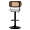 Moravia III Bar Stool in Cream Ribol Leather with Rattan Backrest, Swivel and Height-adjustable