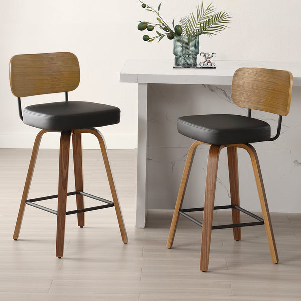 Moravia IV Swivel Counter Stool in Black Hron Leather