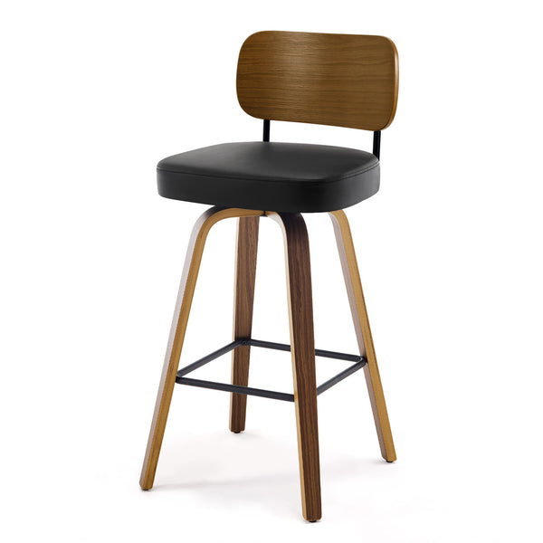 Moravia IV Swivel Counter Stool in Black Hron Leather