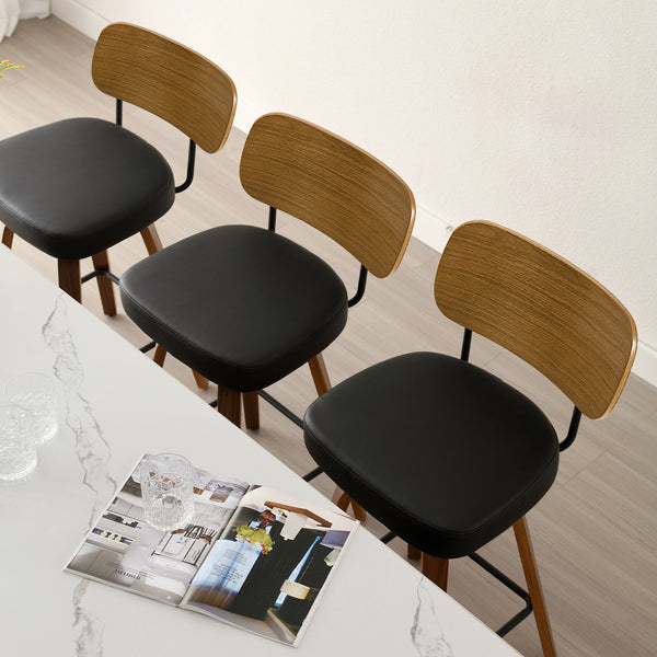 Moravia IV Swivel Counter Stool in Black Hron Leather