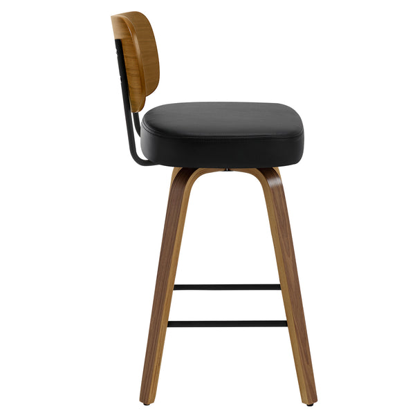Moravia IV Swivel Counter Stool in Black Hron Leather