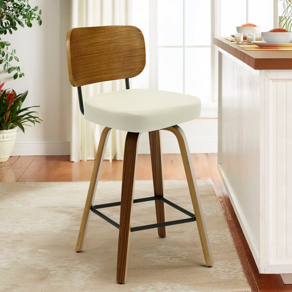 Moravia IV Swivel Counter Stool in Cream Hron Leather