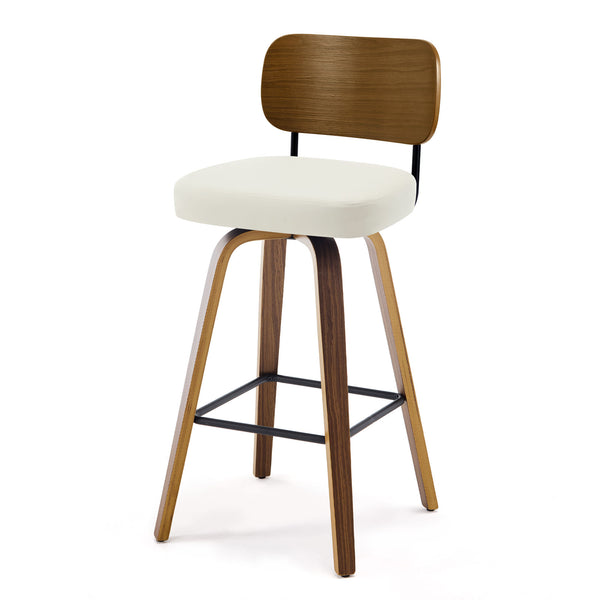 Moravia IV Swivel Counter Stool in Cream Hron Leather