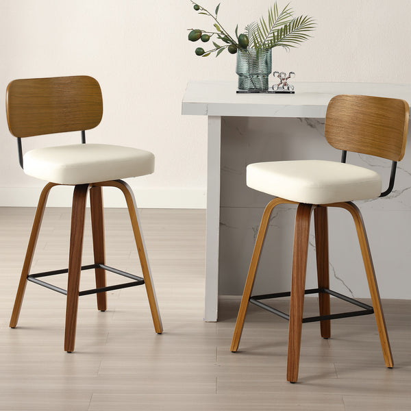 Moravia IV Swivel Counter Stool in Cream Hron Leather