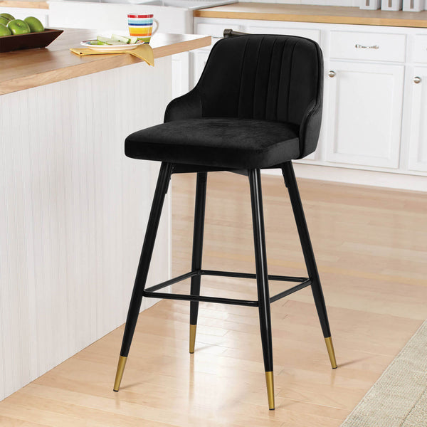 Musque bar stool, Black Azal Velvet/Bar Height