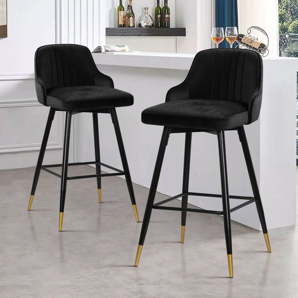 Musque bar stool, Black Azal Velvet/Bar Height