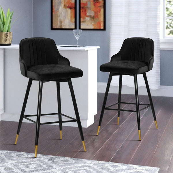 Musque bar stool, Black Azal Velvet/Bar Height