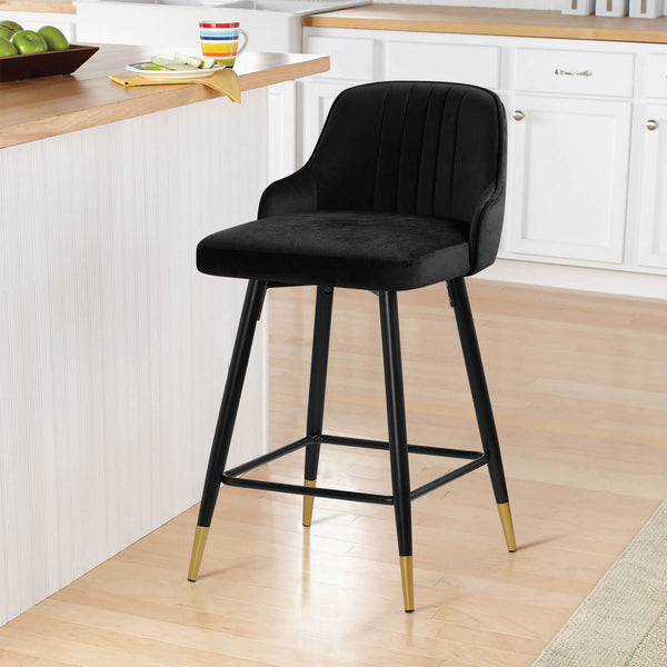 Musque bar stool, Black Azal Velvet/Counter Height