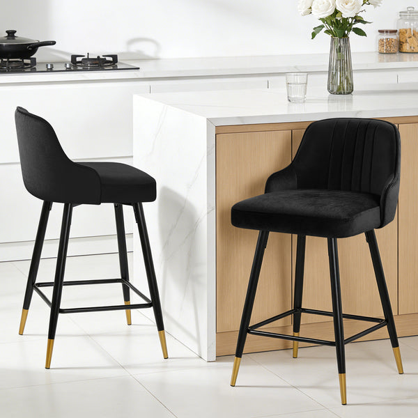 Musque bar stool, Black Azal Velvet/Counter Height