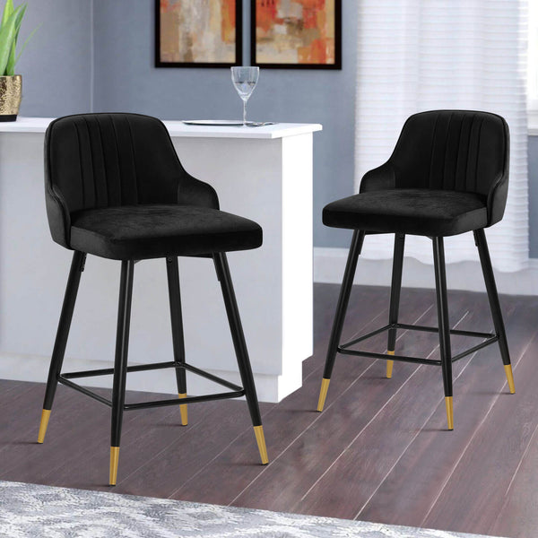Musque bar stool, Black Azal Velvet/Counter Height