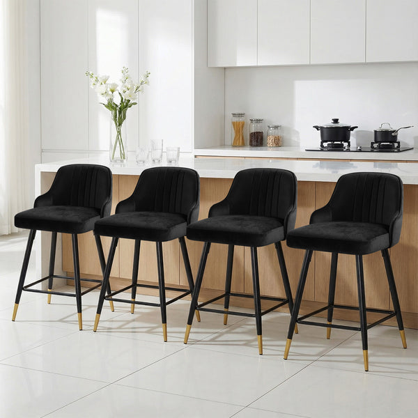 Musque bar stool, Black Azal Velvet/Counter Height