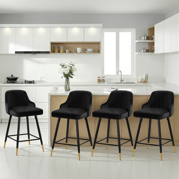 Musque Counter Stool in Black Azal Velvet