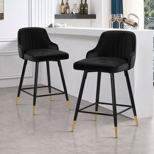 Musque bar stool, Black Azal Velvet/Counter Height
