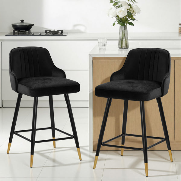Musque bar stool, Black Azal Velvet/Counter Height