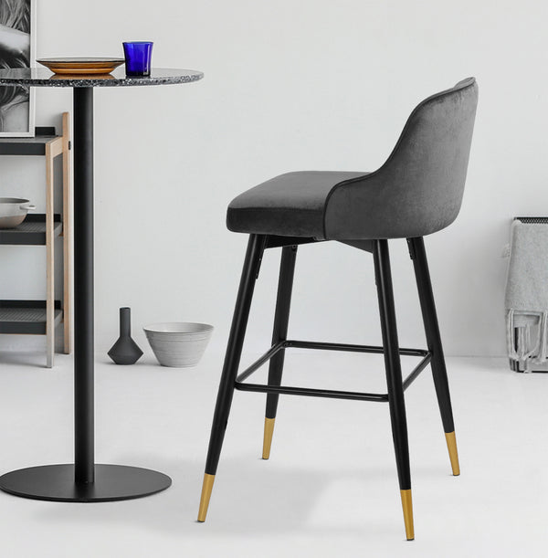 Musque bar stool, Gray Azal Velvet/Bar Height