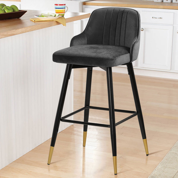 Musque bar stool, Gray Azal Velvet/Bar Height